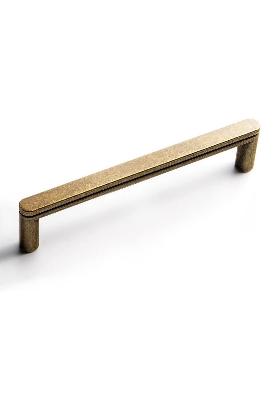 Goo-Ki 6 Pack 5 Inch Antique Brass Cabinet Pull Handle – Decorative Grooved Text